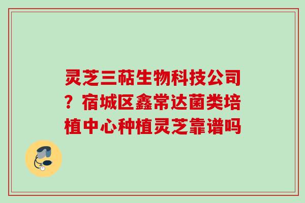 灵芝三萜生物科技公司?宿城区鑫常达菌类培植中心种植灵芝靠谱吗