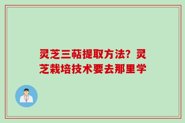 灵芝三萜提取方法？灵芝栽培技术要去那里学