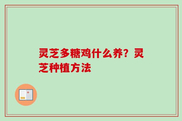 灵芝多糖鸡什么养？灵芝种植方法