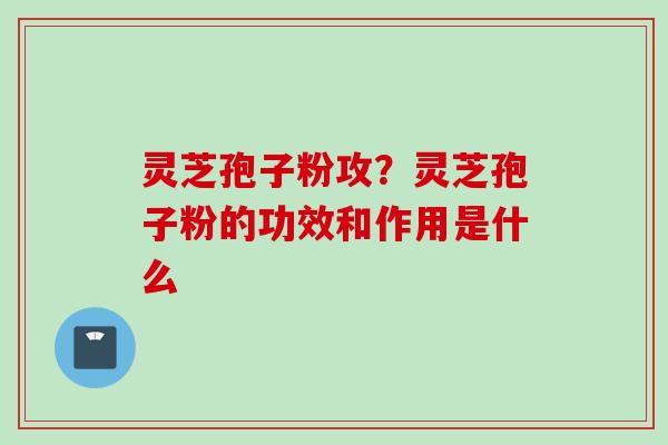 灵芝孢子粉攻?灵芝孢子粉的功效和作用是什么