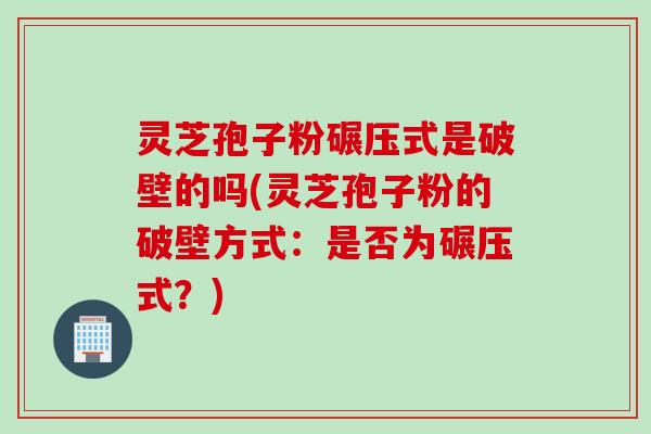 灵芝孢子粉碾压式是破壁的吗(灵芝孢子粉的破壁方式:是否为碾压式?)
