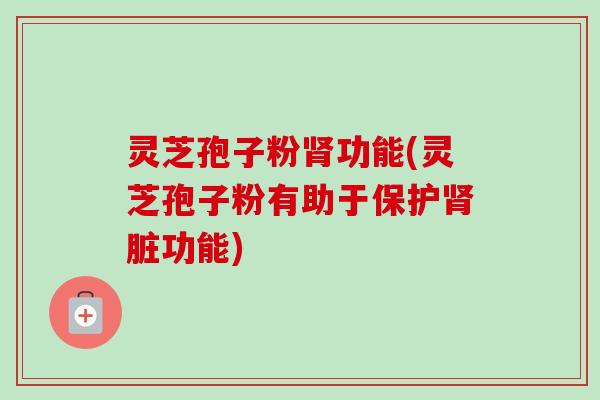 灵芝孢子粉肾功能(灵芝孢子粉有助于保护肾脏功能)