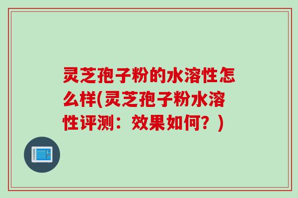 灵芝孢子粉的水溶性怎么样(灵芝孢子粉水溶性评测：效果如何？)