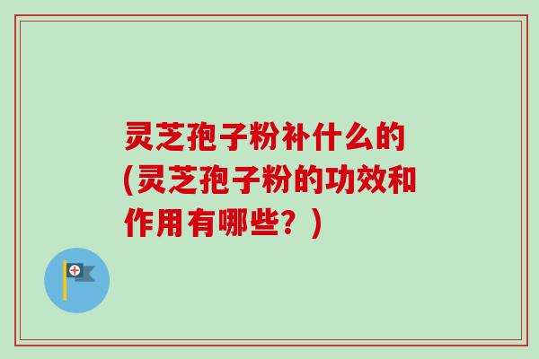 灵芝孢子粉补什么的 (灵芝孢子粉的功效和作用有哪些？)