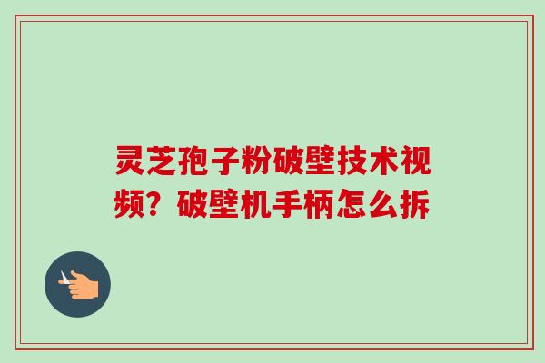 灵芝孢子粉破壁技术视频？破壁机手柄怎么拆