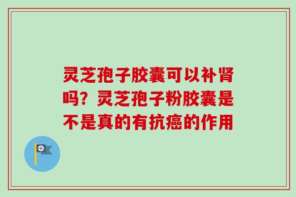 灵芝孢子胶囊可以补肾吗?灵芝孢子粉胶囊是不是真的有抗癌的作用