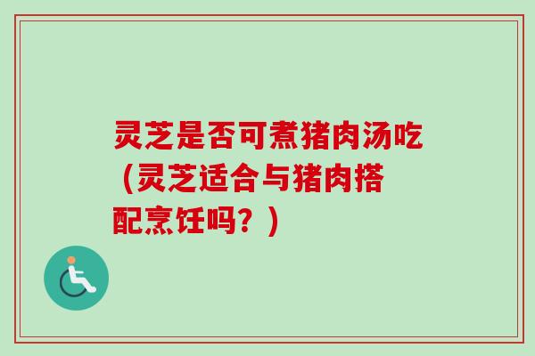 灵芝是否可煮猪肉汤吃 (灵芝适合与猪肉搭配烹饪吗？)