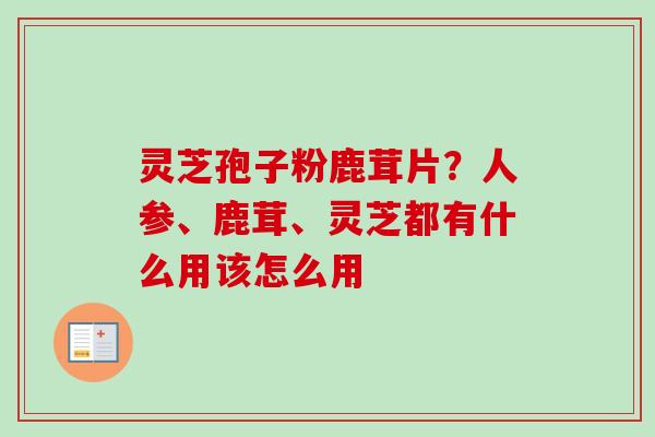 灵芝孢子粉鹿茸片？人参、鹿茸、灵芝都有什么用该怎么用
