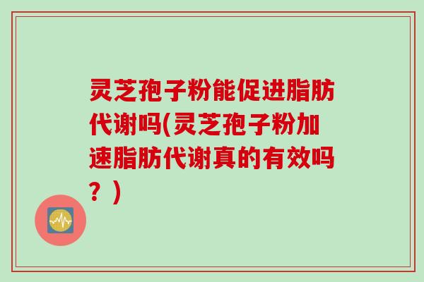 灵芝孢子粉能促进脂肪代谢吗(灵芝孢子粉加速脂肪代谢真的有效吗?)