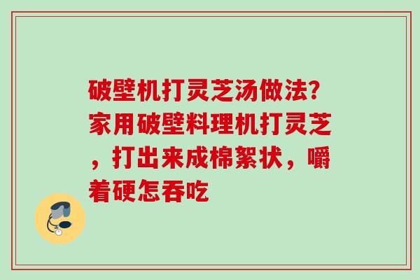 破壁机打灵芝汤做法？家用破壁料理机打灵芝，打出来成棉絮状，嚼着硬怎吞吃