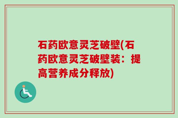 石药欧意灵芝破壁(石药欧意灵芝破壁装:提高营养成分释放)