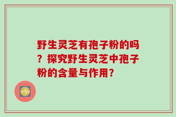 野生灵芝有孢子粉的吗？探究野生灵芝中孢子粉的含量与作用？