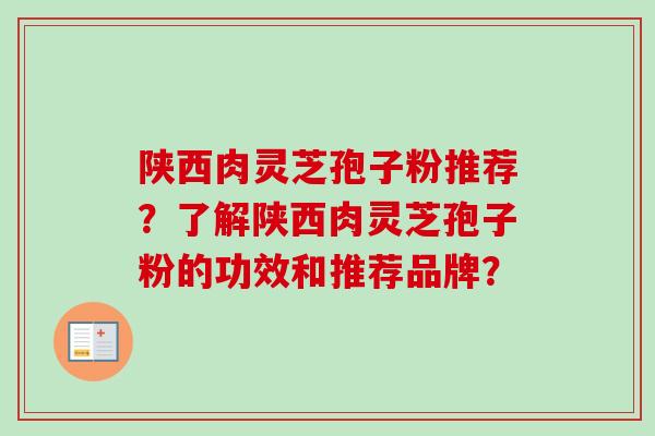 陕西肉灵芝孢子粉推荐？了解陕西肉灵芝孢子粉的功效和推荐品牌？