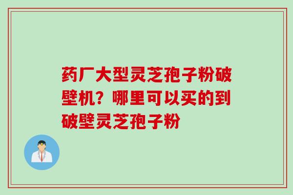 药厂大型灵芝孢子粉破壁机?哪里可以买的到破壁灵芝孢子粉