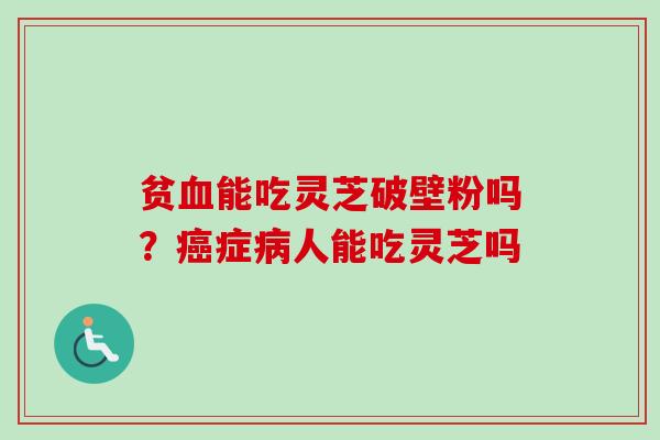 贫血能吃灵芝破壁粉吗？癌症病人能吃灵芝吗