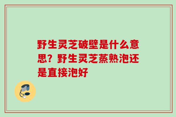 野生灵芝破壁是什么意思?野生灵芝蒸熟泡还是直接泡好