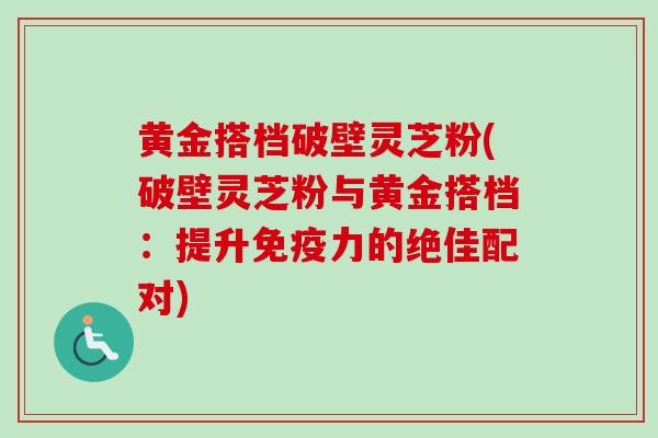 黄金搭档破壁灵芝粉(破壁灵芝粉与黄金搭档:提升免疫力的绝佳配对)