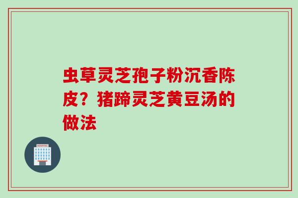 虫草灵芝孢子粉沉香陈皮？猪蹄灵芝黄豆汤的做法