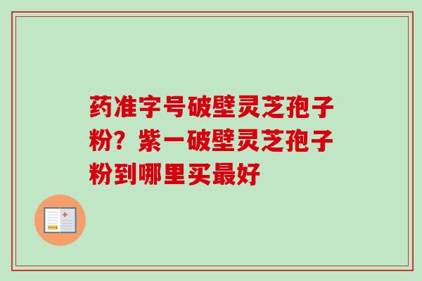 药准字号破壁灵芝孢子粉?紫一破壁灵芝孢子粉到哪里买最好