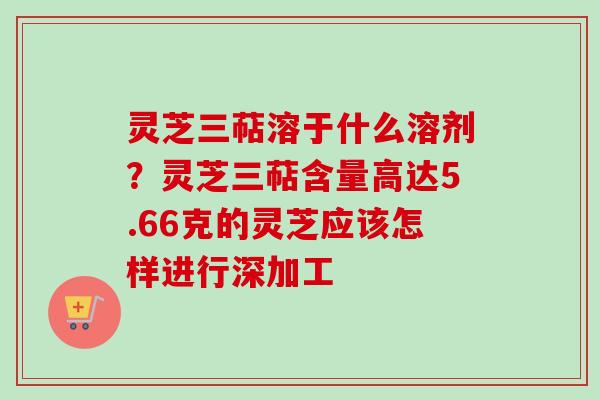 灵芝三萜溶于什么溶剂?灵芝三萜含量高达5.66克的灵芝应该怎样进行深加工