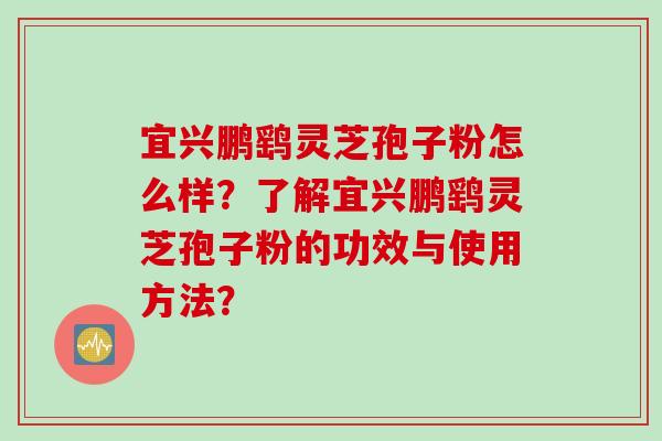 宜兴鹏鹞灵芝孢子粉怎么样？了解宜兴鹏鹞灵芝孢子粉的功效与使用方法？
