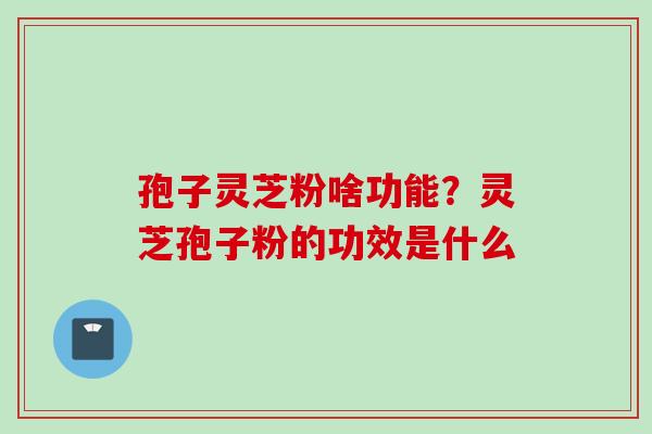 孢子灵芝粉啥功能？灵芝孢子粉的功效是什么