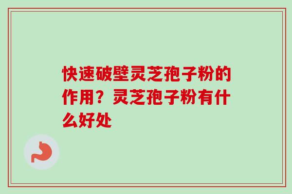快速破壁灵芝孢子粉的作用?灵芝孢子粉有什么好处