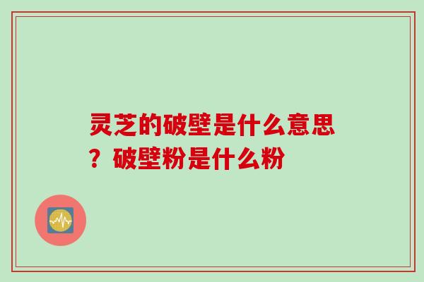灵芝的破壁是什么意思？破壁粉是什么粉