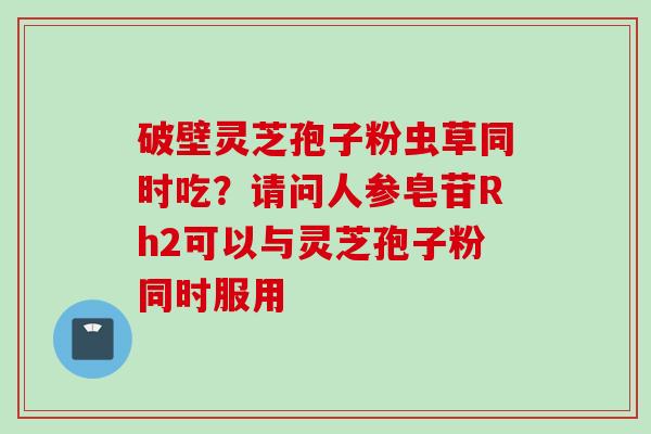 破壁灵芝孢子粉虫草同时吃？请问人参皂苷Rh2可以与灵芝孢子粉同时服用