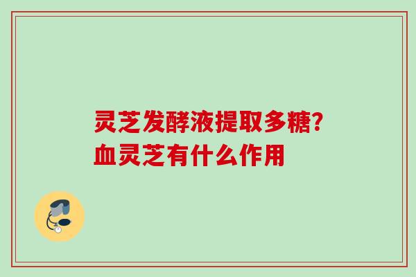灵芝发酵液提取多糖？血灵芝有什么作用