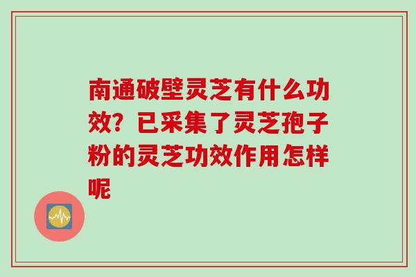 南通破壁灵芝有什么功效？已采集了灵芝孢子粉的灵芝功效作用怎样呢