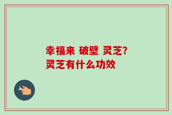 幸福来 破壁 灵芝？灵芝有什么功效