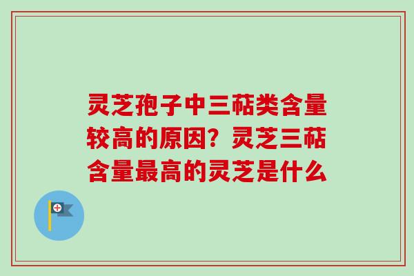 灵芝孢子中三萜类含量较高的原因？灵芝三萜含量最高的灵芝是什么