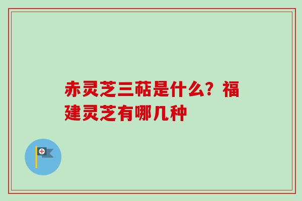 赤灵芝三萜是什么？福建灵芝有哪几种