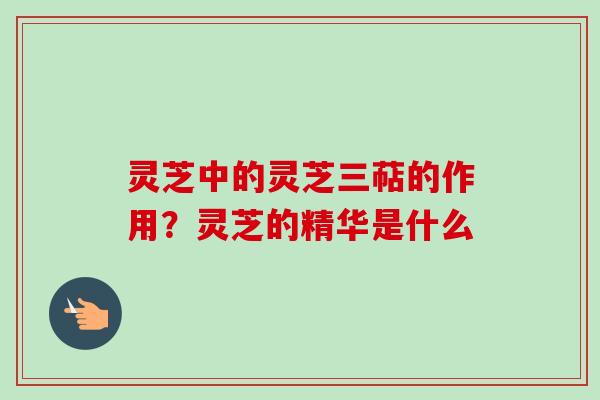 灵芝中的灵芝三萜的作用？灵芝的精华是什么