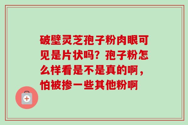 破壁灵芝孢子粉肉眼可见是片状吗？孢子粉怎么样看是不是真的啊，怕被掺一些其他粉啊