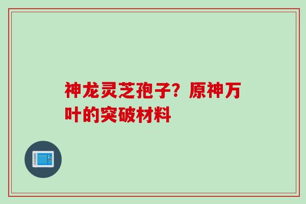 神龙灵芝孢子？原神万叶的突破材料