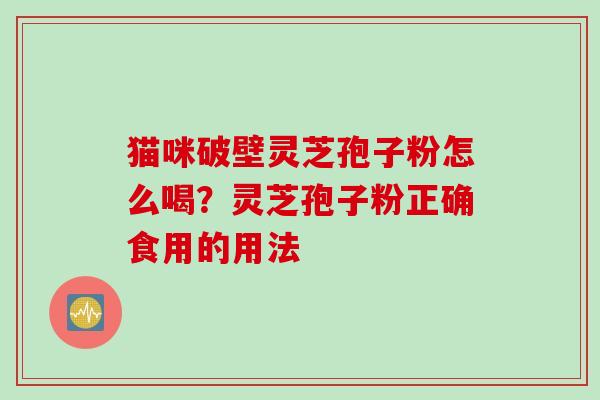 猫咪破壁灵芝孢子粉怎么喝？灵芝孢子粉正确食用的用法