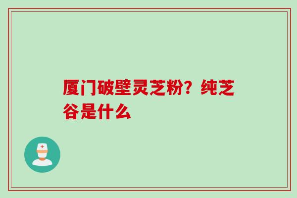 厦门破壁灵芝粉？纯芝谷是什么