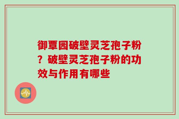 御覃园破壁灵芝孢子粉？破壁灵芝孢子粉的功效与作用有哪些
