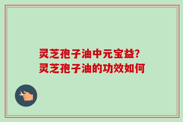 灵芝孢子油中元宝益？灵芝孢子油的功效如何
