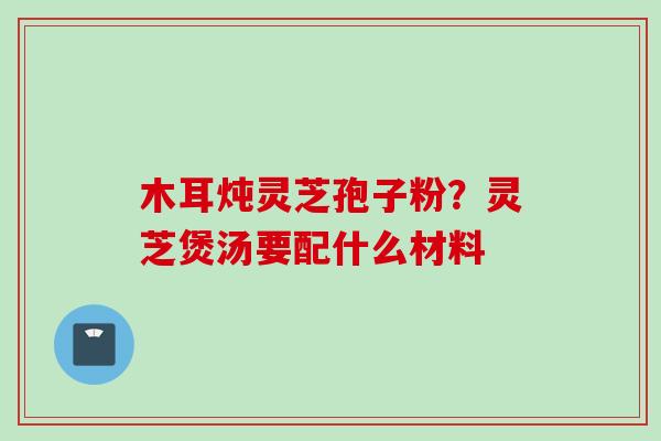木耳炖灵芝孢子粉？灵芝煲汤要配什么材料