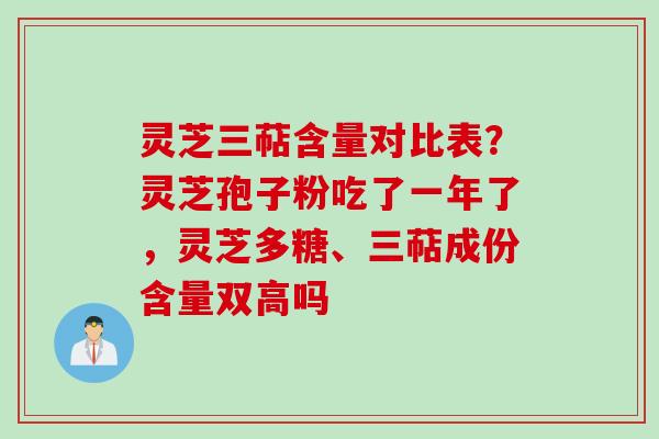 灵芝三萜含量对比表？灵芝孢子粉吃了一年了，灵芝多糖、三萜成份含量双高吗