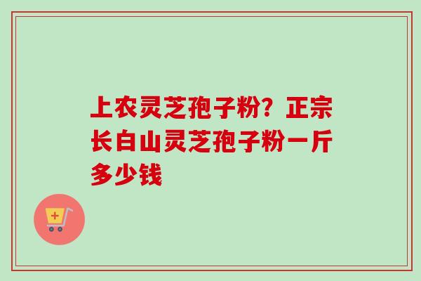 上农灵芝孢子粉？正宗长白山灵芝孢子粉一斤多少钱