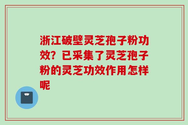浙江破壁灵芝孢子粉功效？已采集了灵芝孢子粉的灵芝功效作用怎样呢
