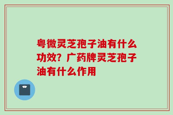 粤微灵芝孢子油有什么功效？广药牌灵芝孢子油有什么作用