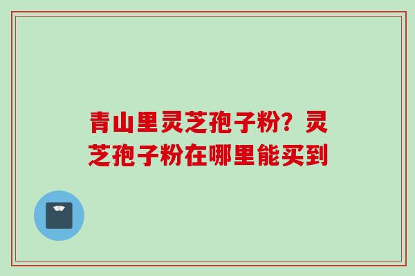 青山里灵芝孢子粉？灵芝孢子粉在哪里能买到