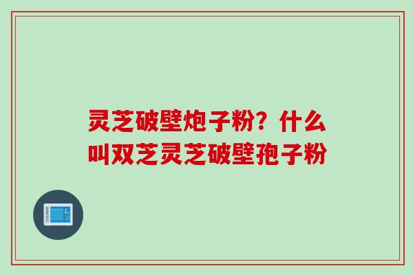 灵芝破壁炮子粉？什么叫双芝灵芝破壁孢子粉