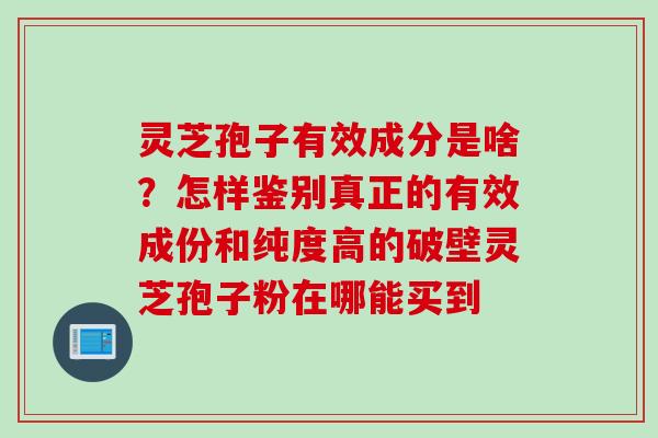 灵芝孢子有效成分是啥？怎样鉴别真正的有效成份和纯度高的破壁灵芝孢子粉在哪能买到