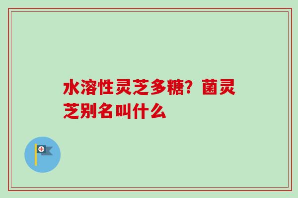 水溶性灵芝多糖？菌灵芝别名叫什么